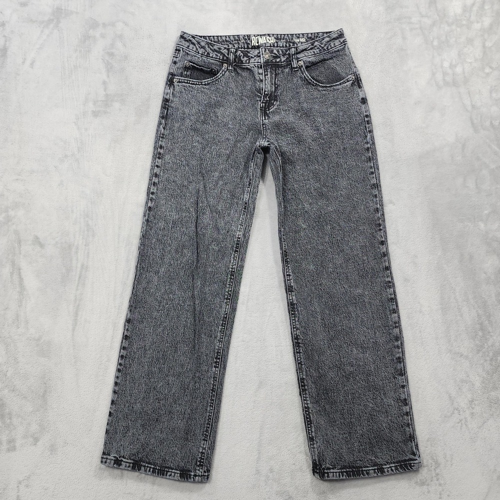 Rewash Jeans Women 9/29 Juniors Black Ashley Low Rise Baggy Straight Acid Wash